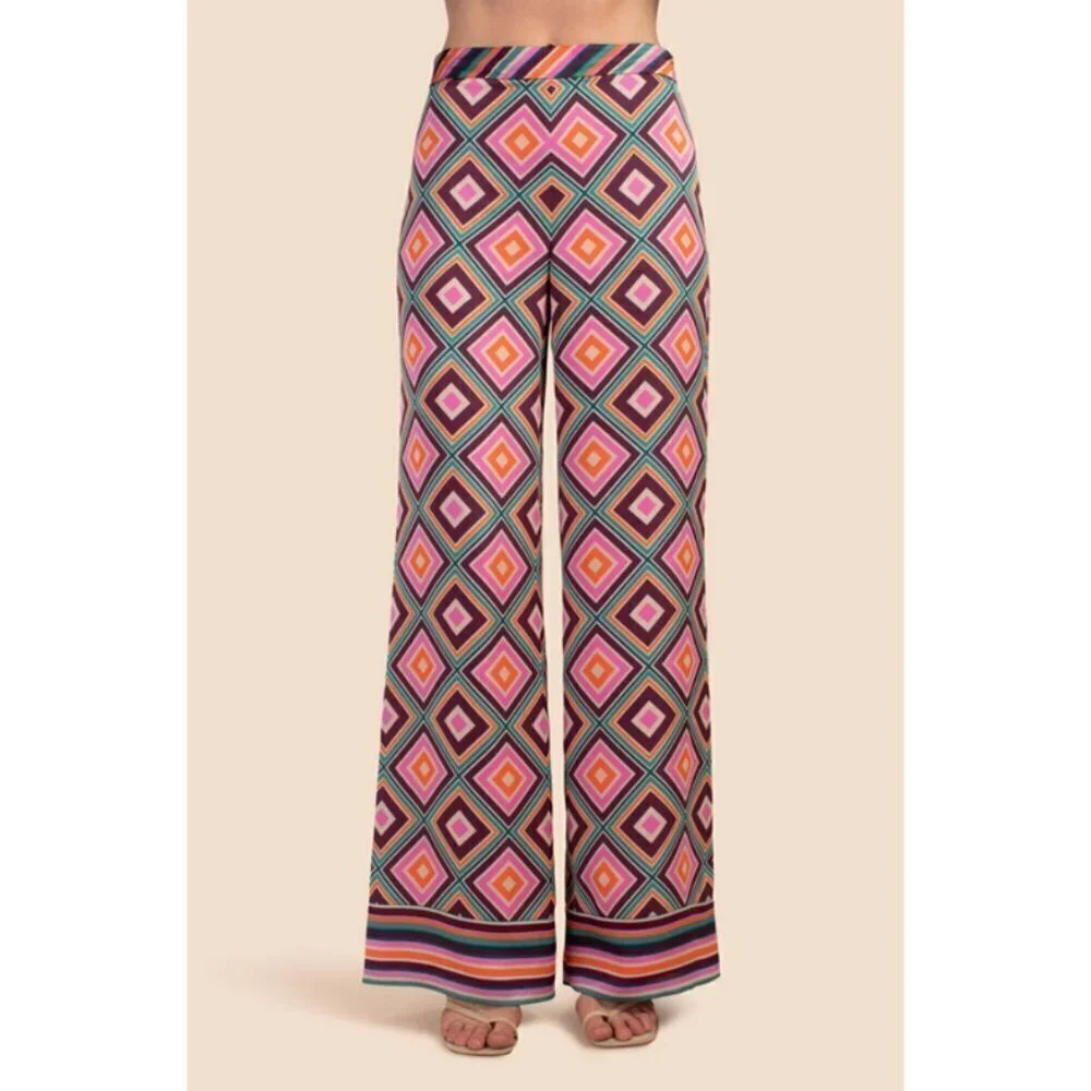 💕TRINA TURK💕 Bay Pant ~ Brookhaven Blocks Satin Georgette 6 NWT - Picture 5 of 16